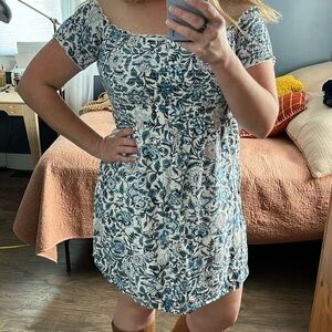 A&F Smocked Floral Off Shoulder Mini Dress